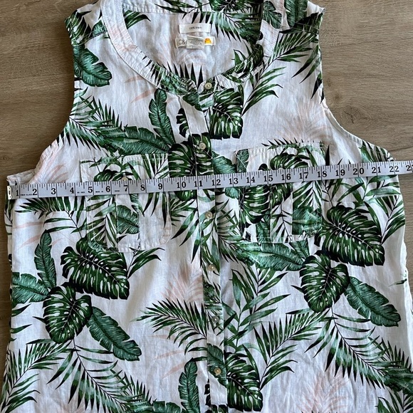 C&C California 100% Linen Tropical Print Tank SZ 1X - Picture 4 of 8